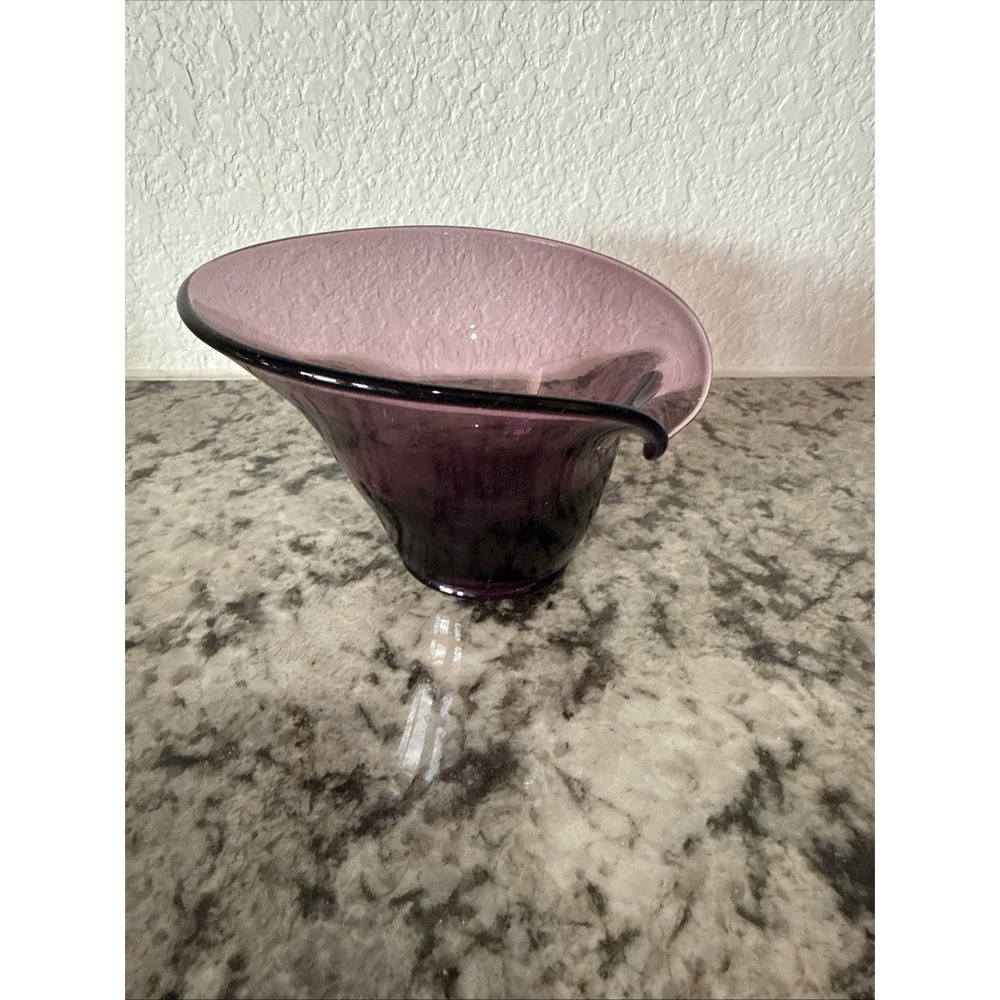 Vtg Viking Glass Epic Lipped Bon Bon Dish Amethyst Purple Candy Bowl
